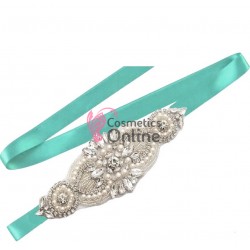 Brau din satin Hand Made Luxury BLT034OO cu Crystale aplicate pentru rochie de mireasa